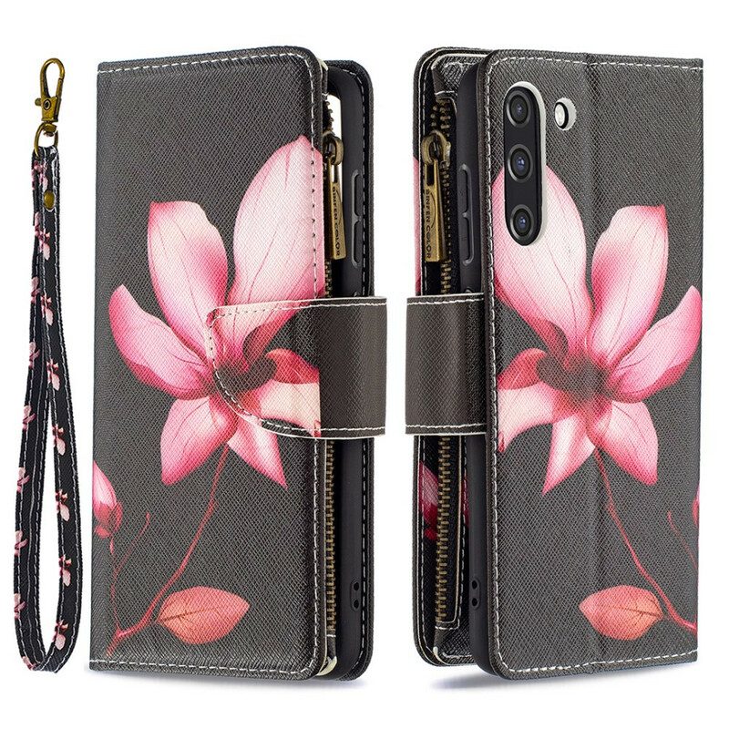 Folio Cover Samsung Galaxy S21 FE Tasca Con Zip A Fiore