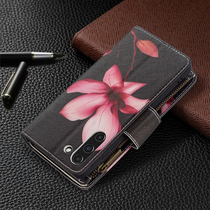 Folio Cover Samsung Galaxy S21 FE Tasca Con Zip A Fiore