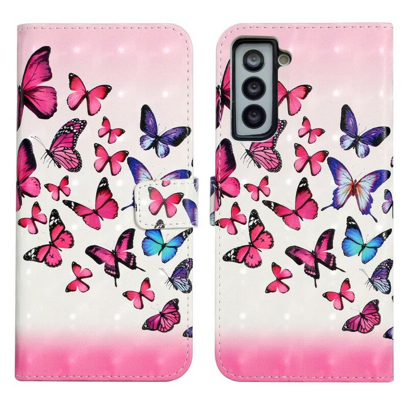 Folio Cover Samsung Galaxy S21 FE Volo Di Farfalle