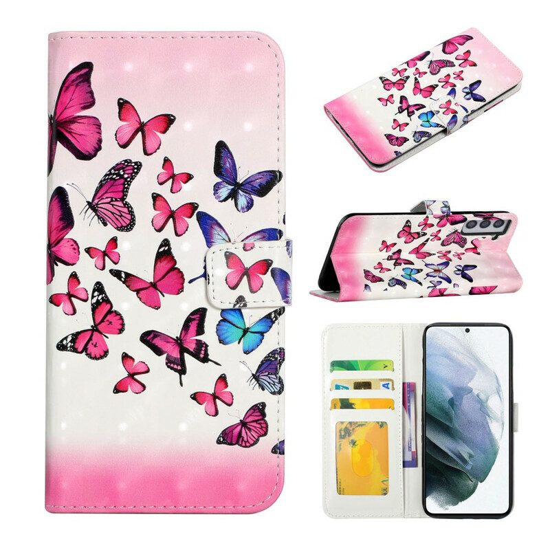 Folio Cover Samsung Galaxy S21 FE Volo Di Farfalle