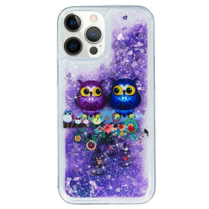 Cover iPhone 15 Pro Max Coppia Di Gufi Glitterati