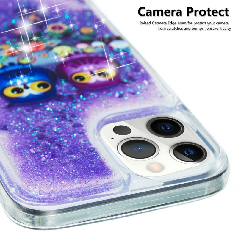 Cover iPhone 15 Pro Max Coppia Di Gufi Glitterati