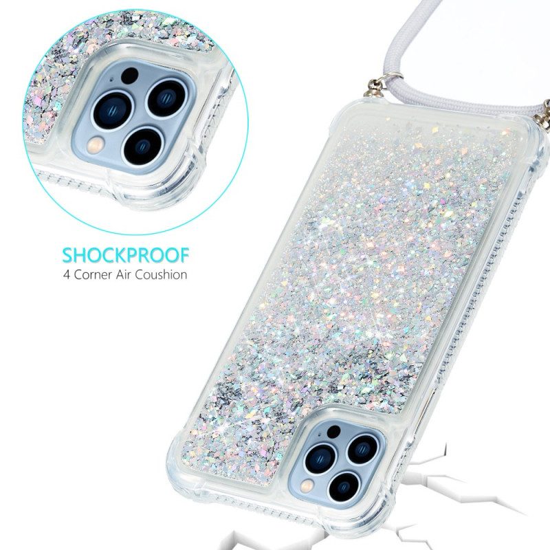 Cover iPhone 15 Pro Max Cordone Con Paillettes