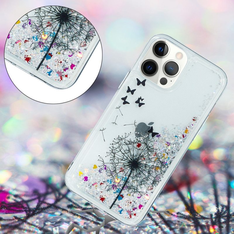 Cover iPhone 15 Pro Max Dente Di Leone Glitterato