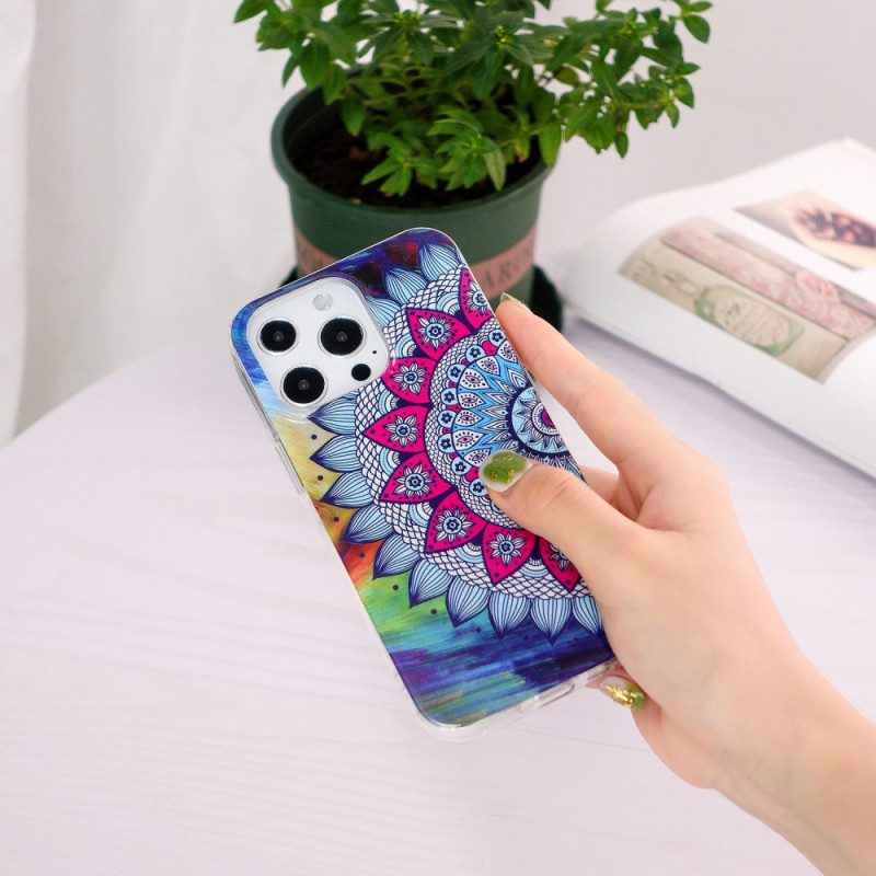 Cover iPhone 15 Pro Max Mandala Fluorescente