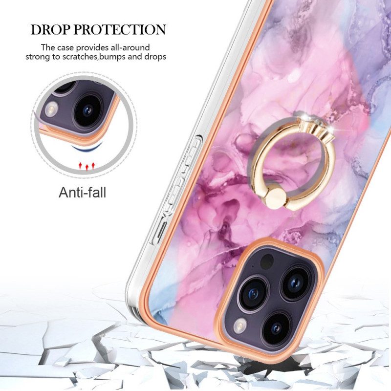 Cover iPhone 15 Pro Max Marmo Con Anello Di Supporto