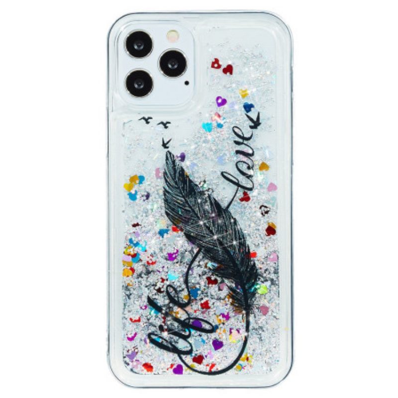 Cover iPhone 15 Pro Max Paillettes Con Piume