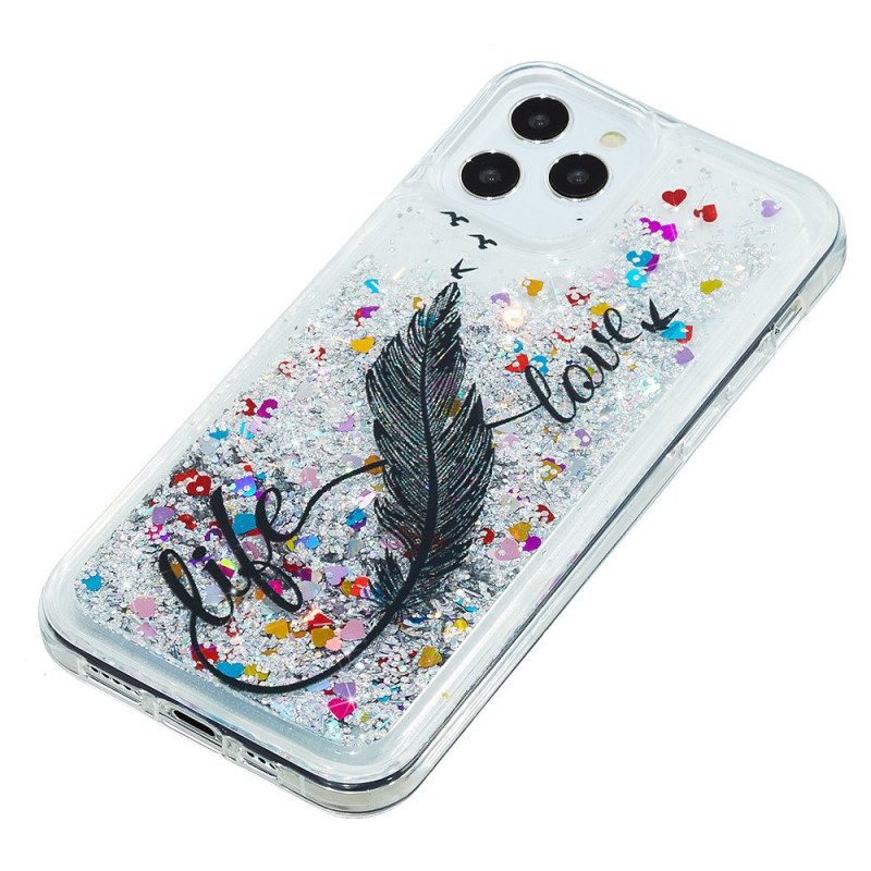 Cover iPhone 15 Pro Max Paillettes Con Piume