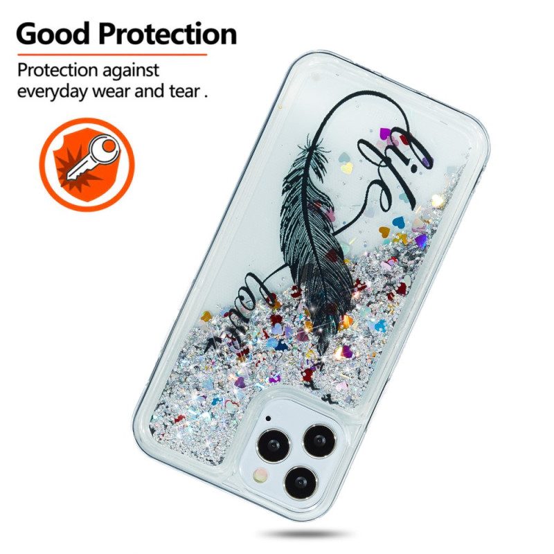 Cover iPhone 15 Pro Max Paillettes Con Piume