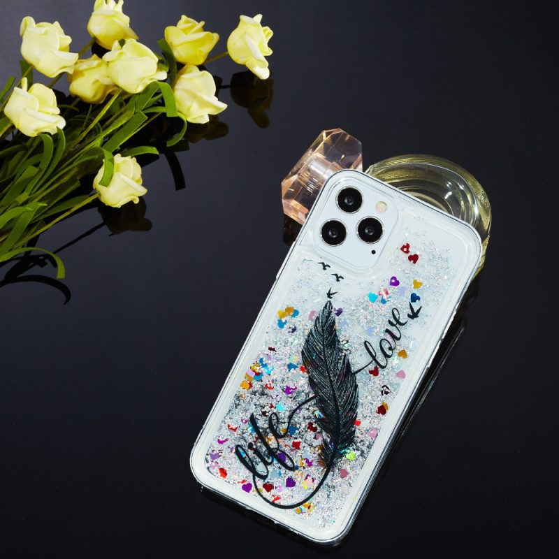 Cover iPhone 15 Pro Max Paillettes Con Piume