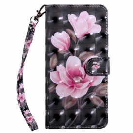 Custodia in pelle iPhone 15 Pro Max Fiori Per Cinturino