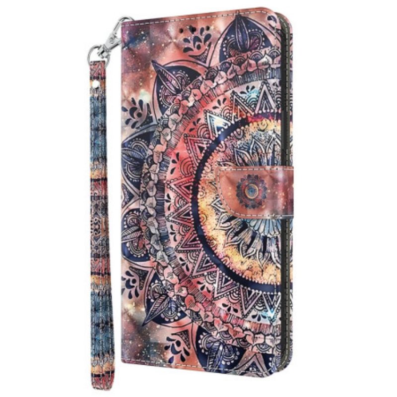 Custodia in pelle iPhone 15 Pro Max Mandala Con Tracolla