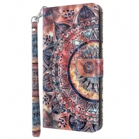 Custodia in pelle iPhone 15 Pro Max Mandala Con Tracolla