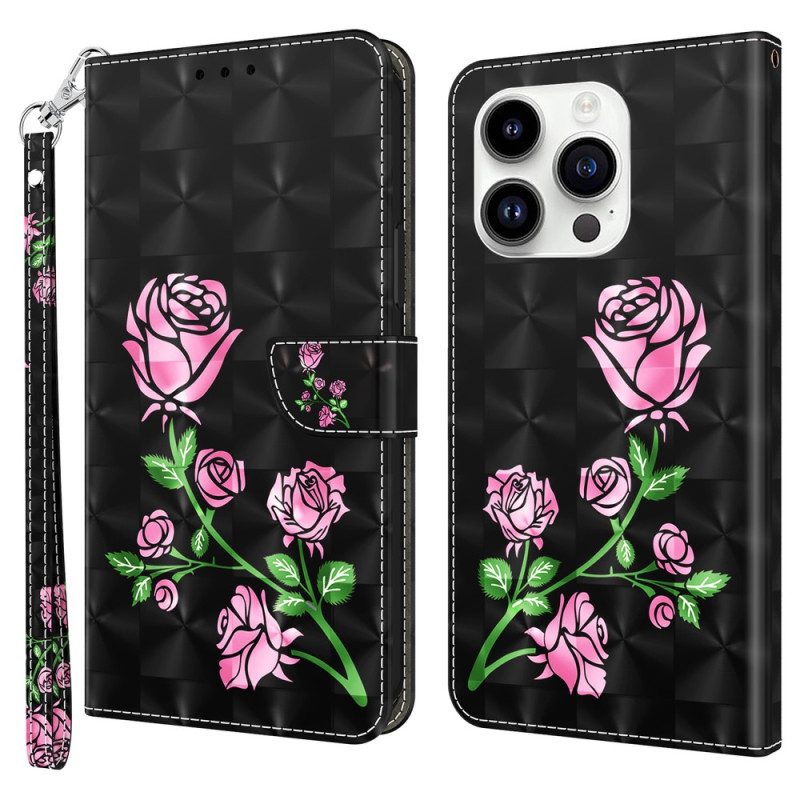 Custodia in pelle iPhone 15 Pro Max Rose Per Cinturino