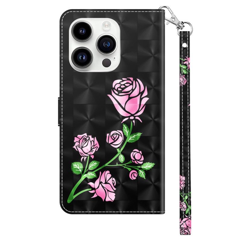 Custodia in pelle iPhone 15 Pro Max Rose Per Cinturino