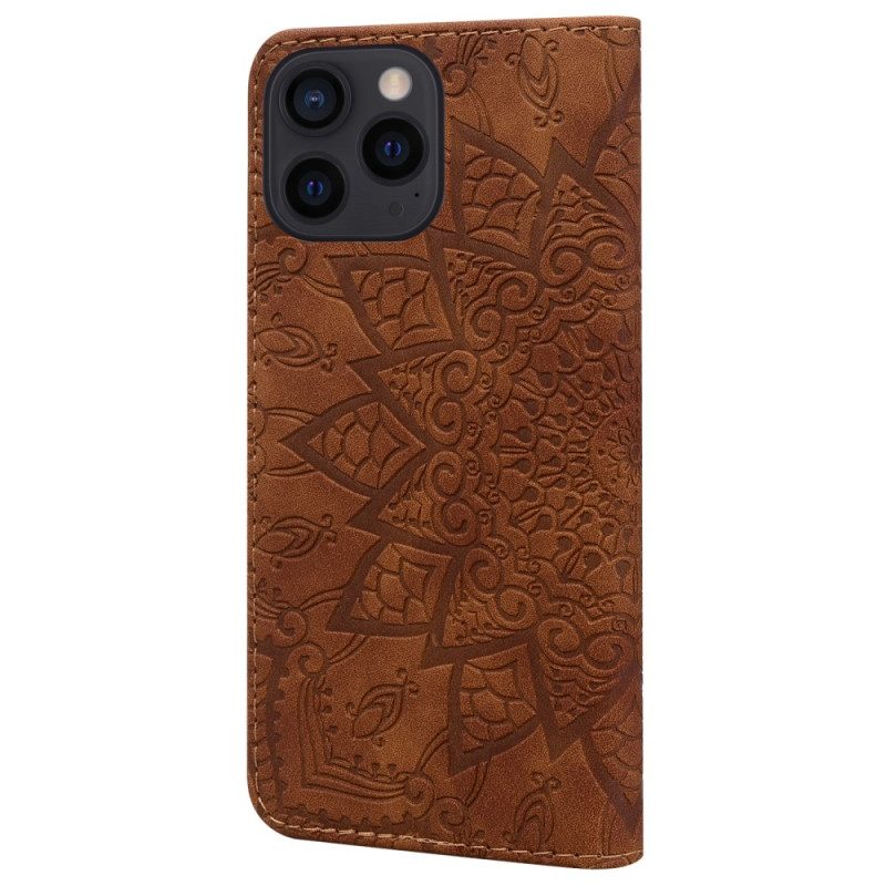 Custodia in pelle iPhone 15 Pro Max Stampa Mandala