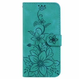 Custodia in pelle iPhone 15 Pro Max Tracolla Floreale