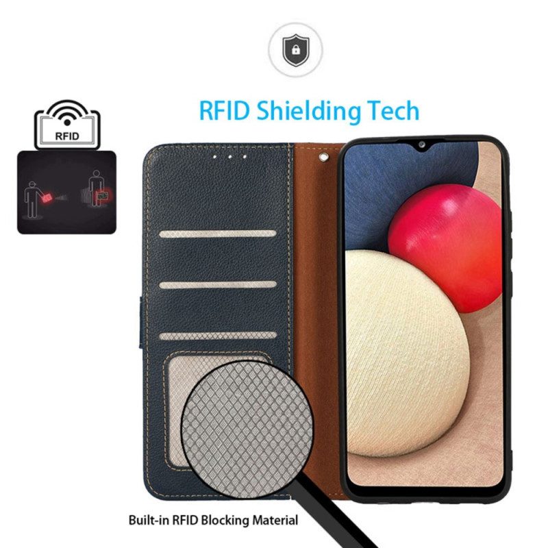 Custodia in pelle Poco M5 Lychee Style Rfid Khazneh