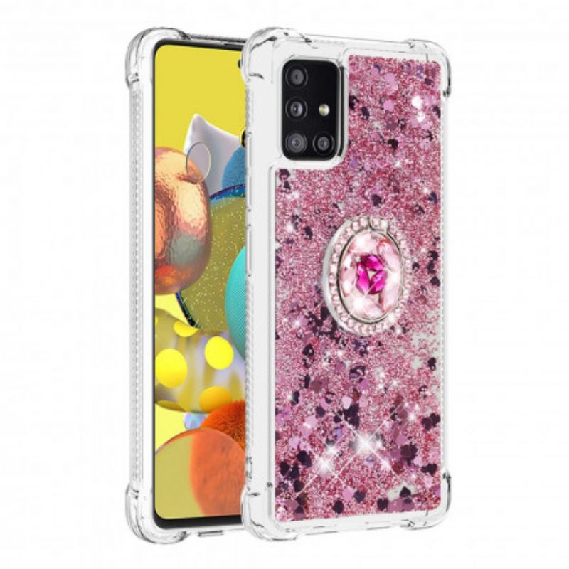 Cover Samsung Galaxy A51 5G Paillettes Con Supporto Ad Anello