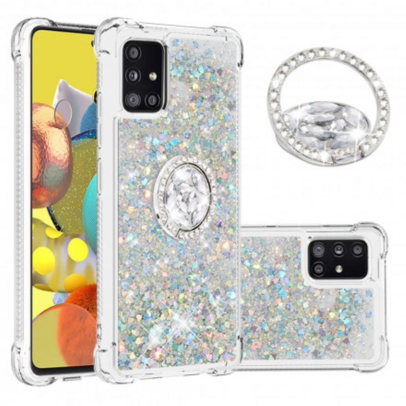 Cover Samsung Galaxy A51 5G Paillettes Con Supporto Ad Anello