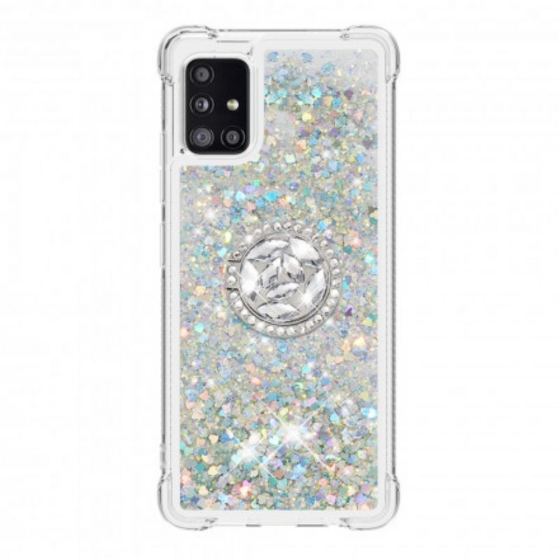 Cover Samsung Galaxy A51 5G Paillettes Con Supporto Ad Anello