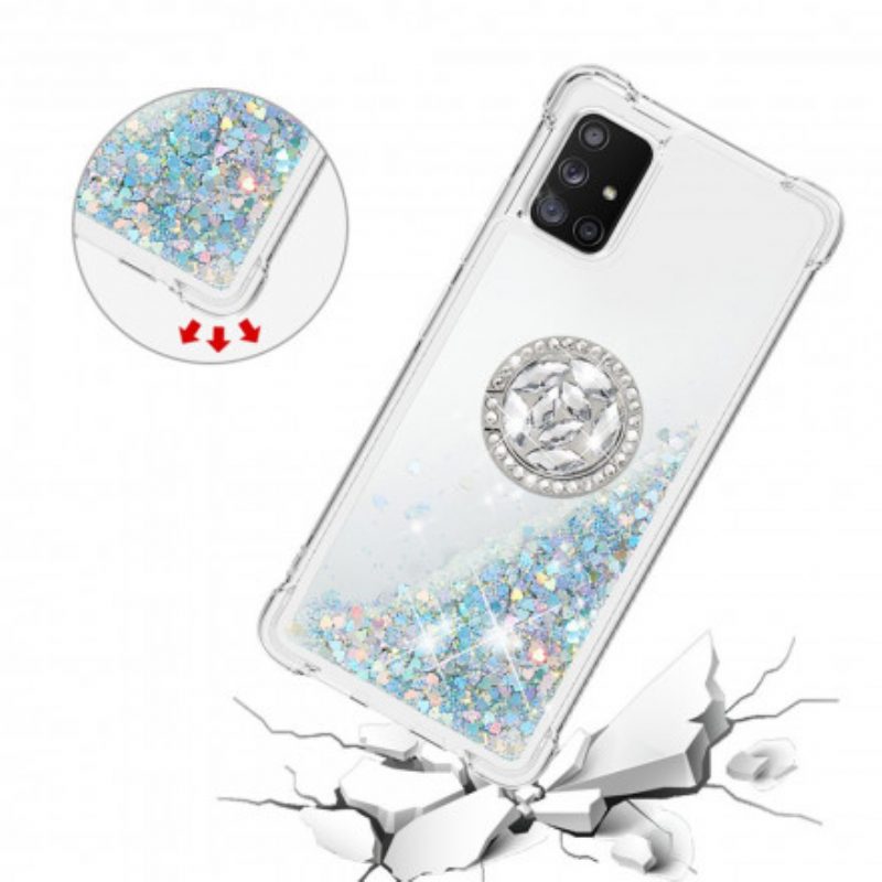 Cover Samsung Galaxy A51 5G Paillettes Con Supporto Ad Anello