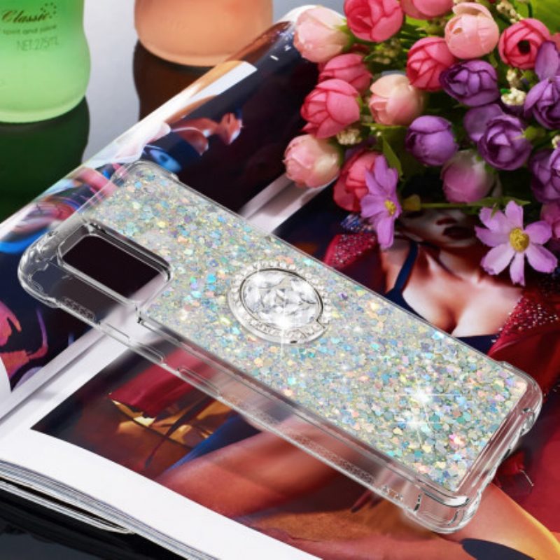 Cover Samsung Galaxy A51 5G Paillettes Con Supporto Ad Anello