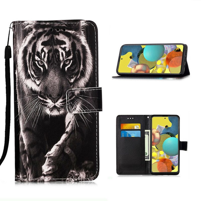 Custodia in pelle Samsung Galaxy A51 5G Tigre Notturna