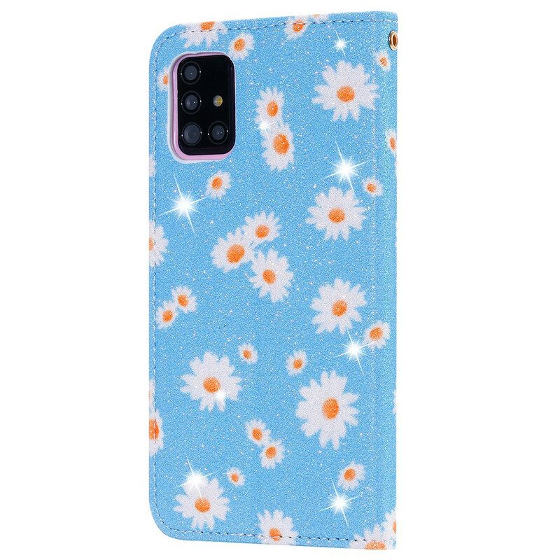 Folio Cover Samsung Galaxy A51 5G Custodia in pelle Margherite In Ecopelle