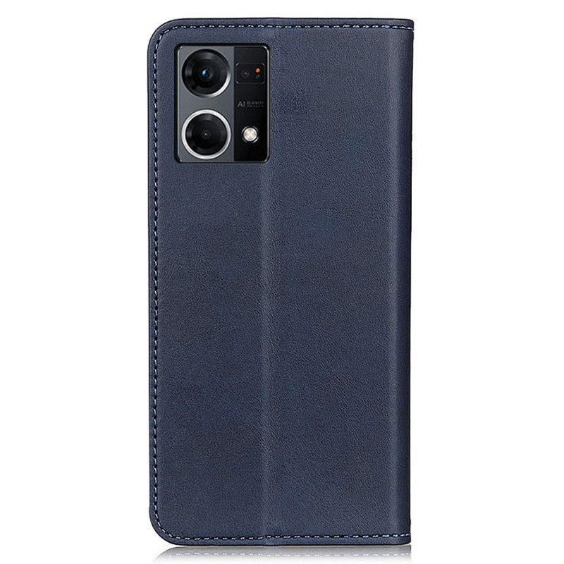 Custodia in pelle Oppo Reno 7 Crosta Di Cuoio Classica