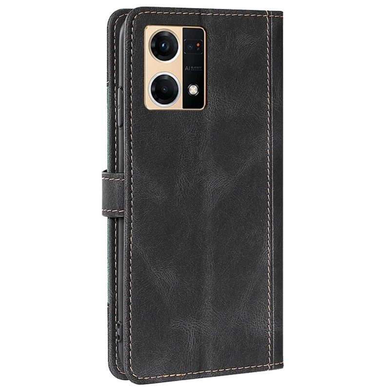 Custodia in pelle Oppo Reno 7 Floreale Bicolore