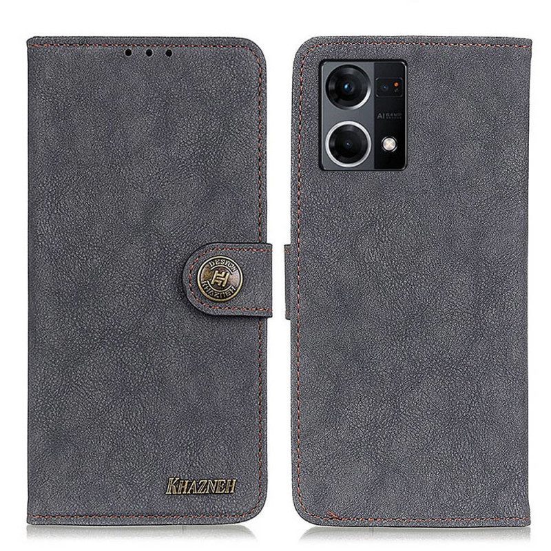 Custodia in pelle Oppo Reno 7 Khazneh Retro Crosta Ecopelle