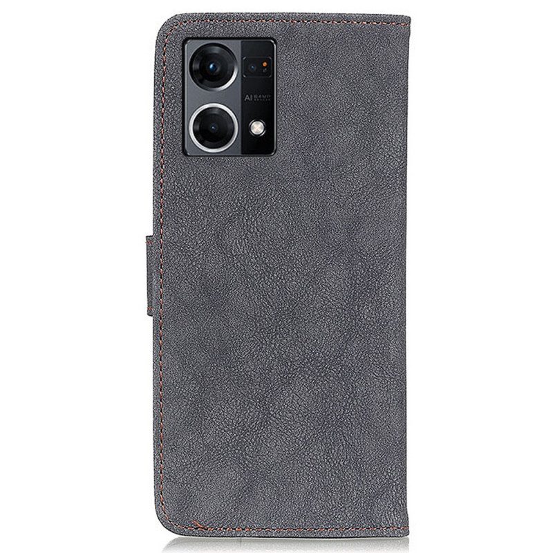 Custodia in pelle Oppo Reno 7 Khazneh Retro Crosta Ecopelle