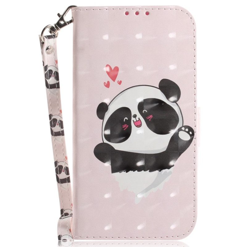 Custodia in pelle Oppo Reno 7 Panda Love Con Cordino