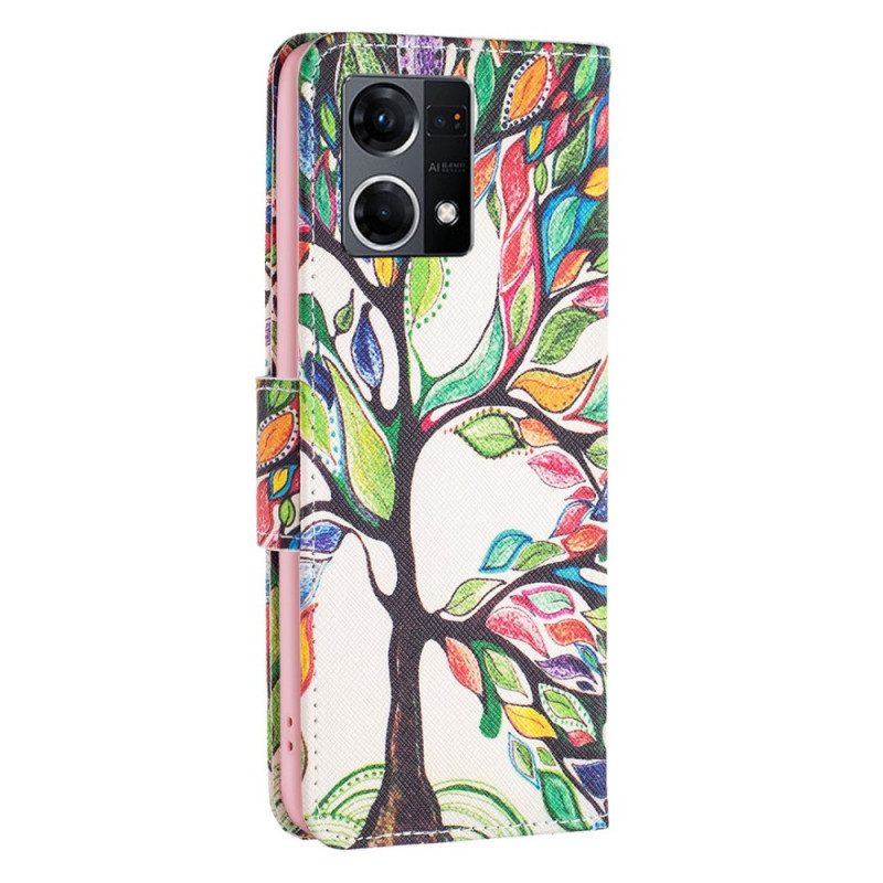 Custodia in pelle Oppo Reno 7 Pittura Ad Albero