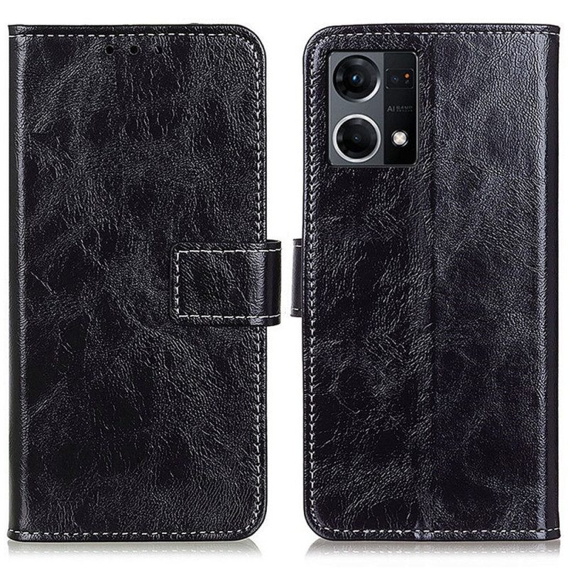 Custodia in pelle Oppo Reno 7 Verniciato Con Cuciture