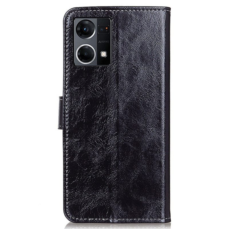 Custodia in pelle Oppo Reno 7 Verniciato Con Cuciture