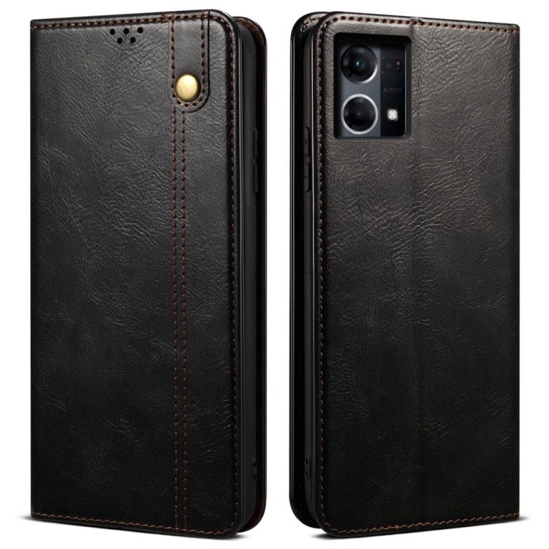 Folio Cover Oppo Reno 7 Custodia in pelle Ecopelle Cerata