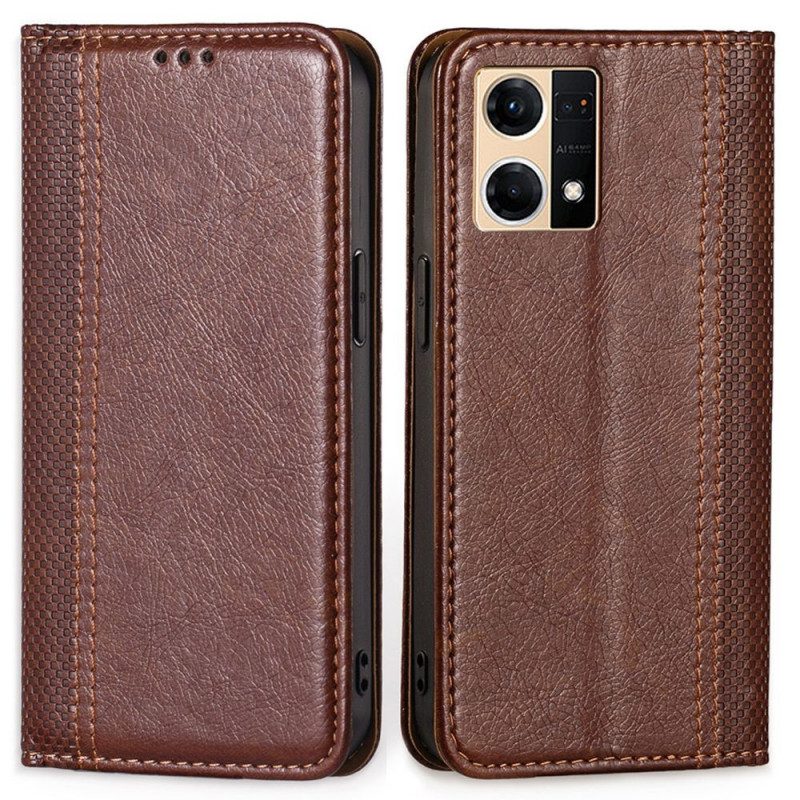 Folio Cover Oppo Reno 7 Custodia in pelle Ecopelle Vintage