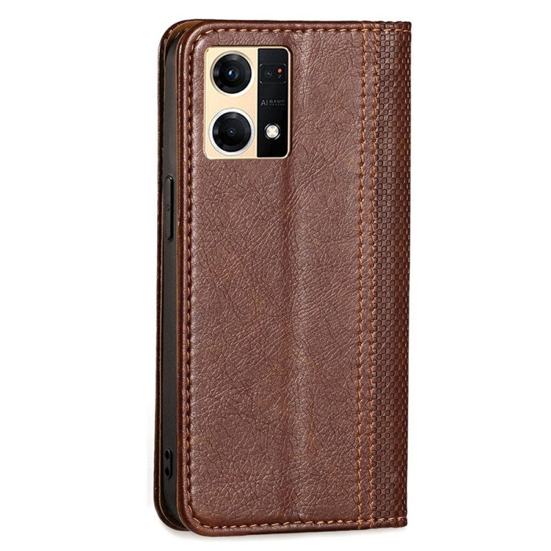 Folio Cover Oppo Reno 7 Custodia in pelle Ecopelle Vintage