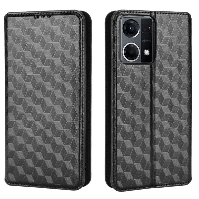 Folio Cover Oppo Reno 7 Custodia in pelle Effetto Pelle Cubo 3d