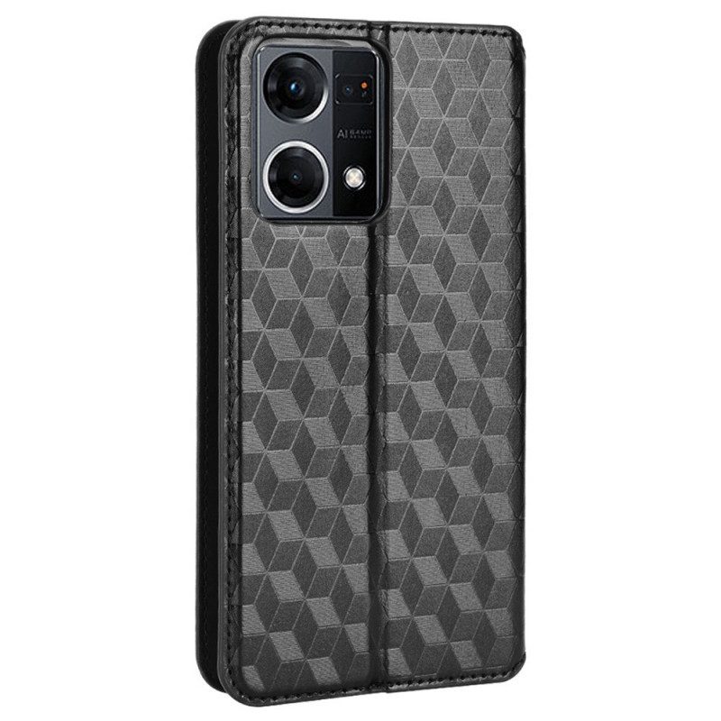 Folio Cover Oppo Reno 7 Custodia in pelle Effetto Pelle Cubo 3d