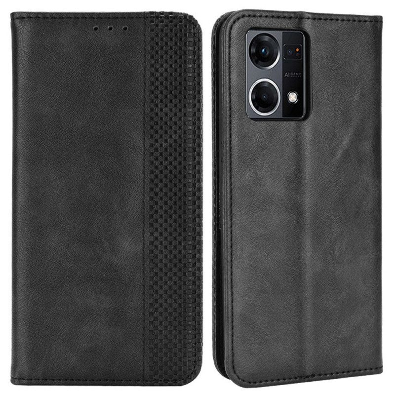 Folio Cover Oppo Reno 7 Custodia in pelle Stile Stilizzato In Pelle