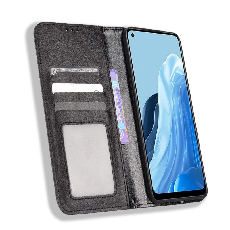 Folio Cover Oppo Reno 7 Custodia in pelle Stile Stilizzato In Pelle