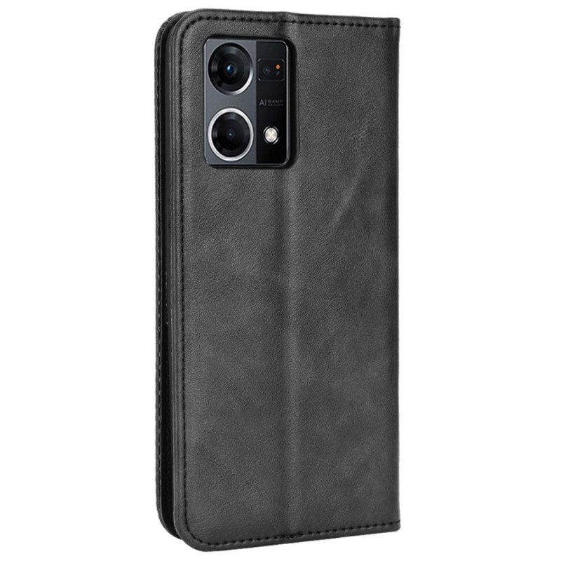 Folio Cover Oppo Reno 7 Custodia in pelle Stile Stilizzato In Pelle