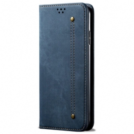 Folio Cover Oppo Reno 7 Custodia in pelle Tessuto Denim