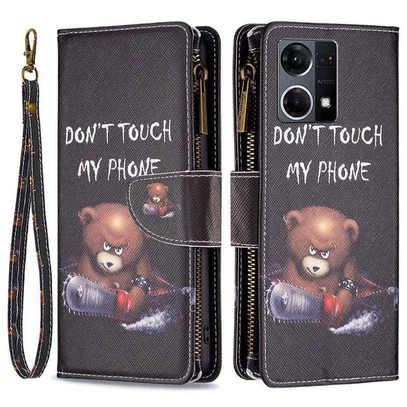 Folio Cover Oppo Reno 7 Orsetto Tascabile Con Cerniera