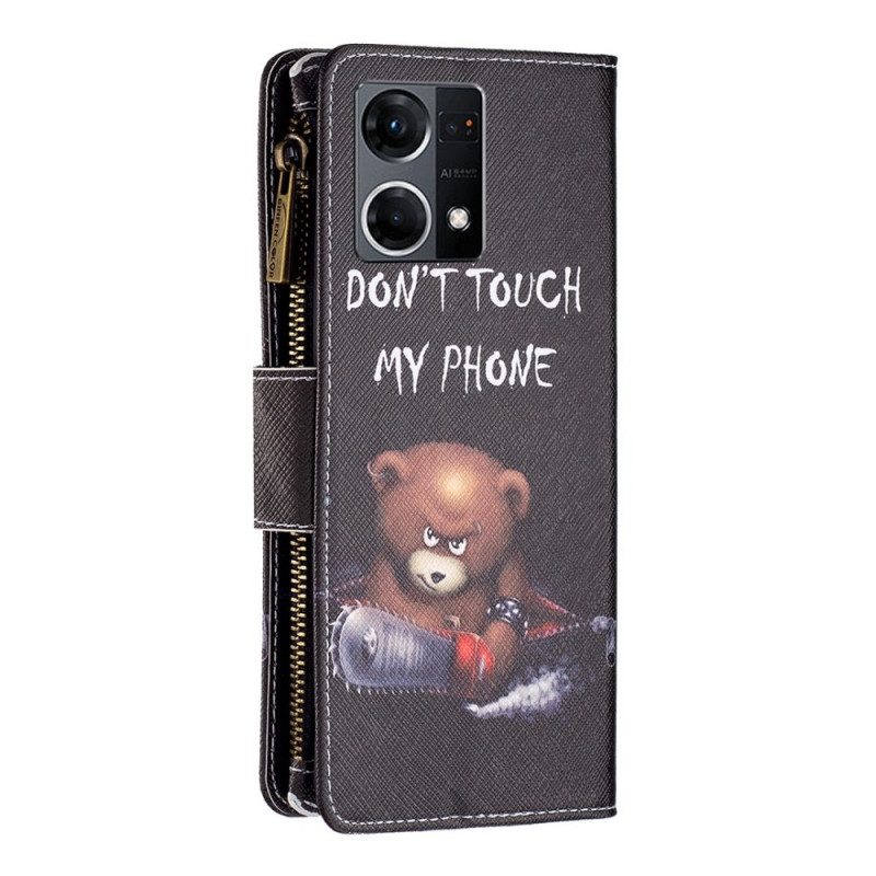 Folio Cover Oppo Reno 7 Orsetto Tascabile Con Cerniera