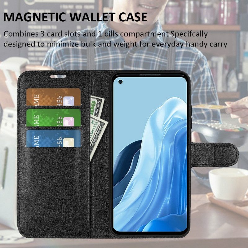 Folio Cover Oppo Reno 7 Stile Classico In Pelle