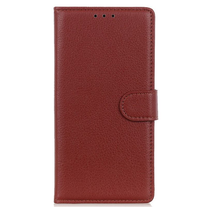 Folio Cover Oppo Reno 7 Stile Tradizionale In Pelle Litchi